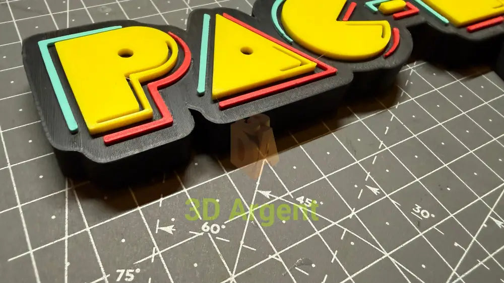 Pac-Man Plus Logo Sign Stand 3D Printed Multi Colour Retro Arcade Display Decor Video Games & Consoles:Video Game