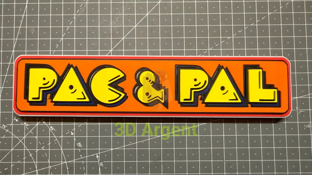 Pac & Pal Logo Sign Stand 3D Printed Multi Colour Retro Arcade Display Decor Video Games & Consoles:Video Game