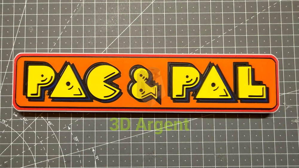 Pac & Pal Logo Sign Stand 3D Printed Multi Colour Retro Arcade Display Decor Video Games & Consoles:Video Game