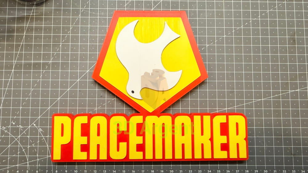 Peacemaker Logo Sign Stand 3D Printed Multi Colour DC Display Decor Video Games & Consoles:Video Game Merchandise