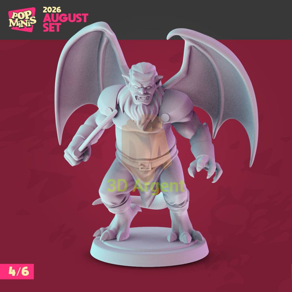 Render of figure 4 Hudson armoured winged gargoyle miniature
