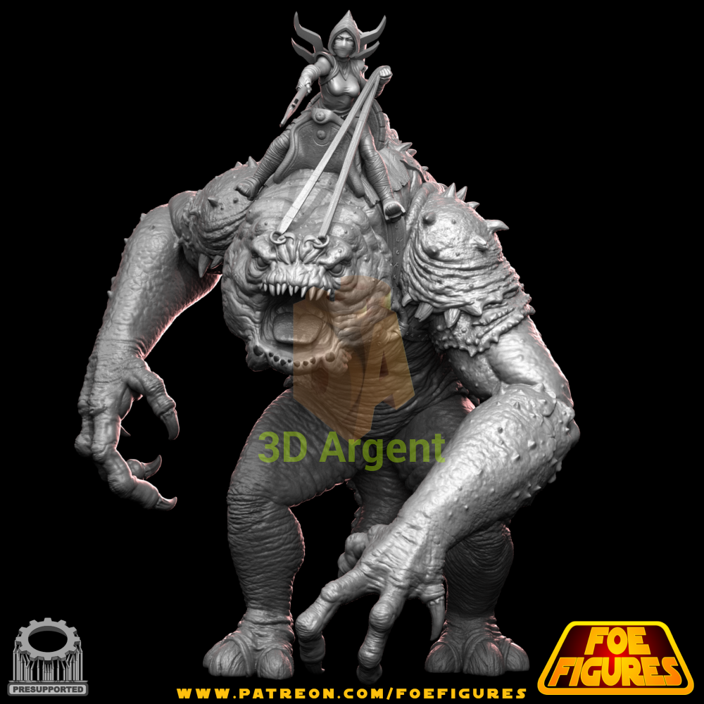 Rancor v4 with Night Sister Rider - Star Wars Legion compatible 3D Printed Resin Miniatures Foe Toys & Games:Wargames &