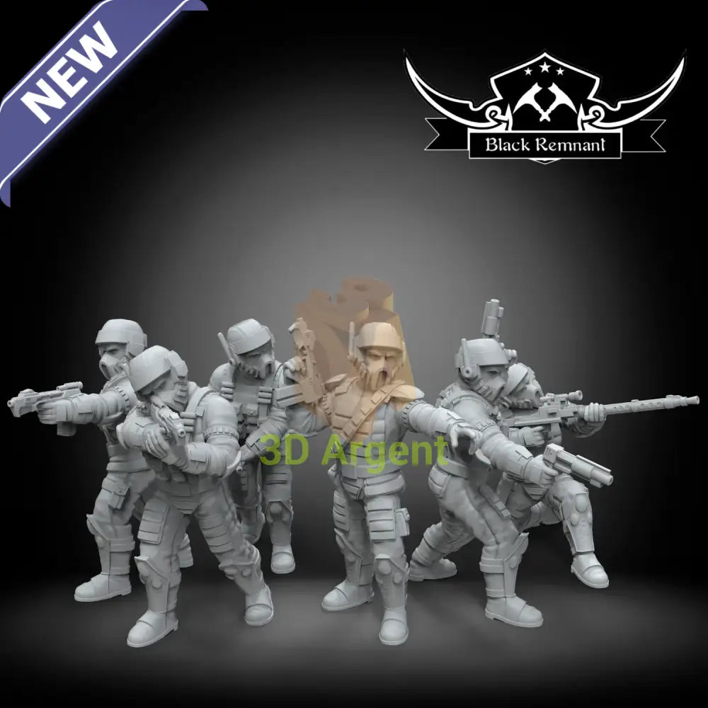 Rebel Infiltrators Black Remnant resin miniature squad, six helmeted trooper figures with mixed weapon loadouts
