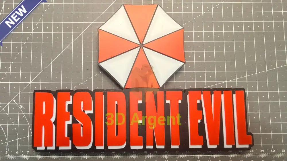 Resident Evil (with Umbrella) Logo Sign – 3D Printed Multi-Colour Display Stand - Collectables:Science Fiction
