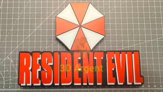 Resident Evil (with Umbrella) Logo Sign – 3D Printed Multi-Colour Display Stand - Collectables:Science Fiction