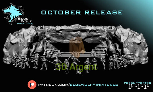 Rocky Hangar terrain Star Wars Legion Compatible 3D Printed BlueWolf Miniatures Toys & Games:Wargames &