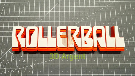 Rollerball Logo Sign Stand 3D Printed Multi Colour Sci-Fi Movie Display Decor - Video Games & Consoles:Video Game