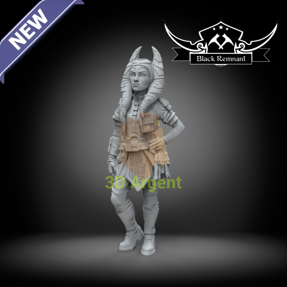 Black Remnant render of the Runa Blask Togruta character miniature in utility clothing