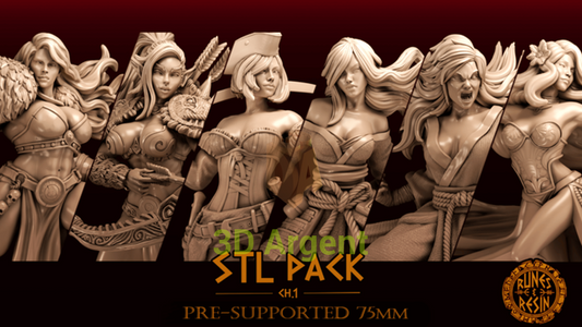 Runes & Resin Ch.1 Complete Set - 6x 75mm Fantasy Miniatures - Polymeria Prime - Toys & Games:Wargames &