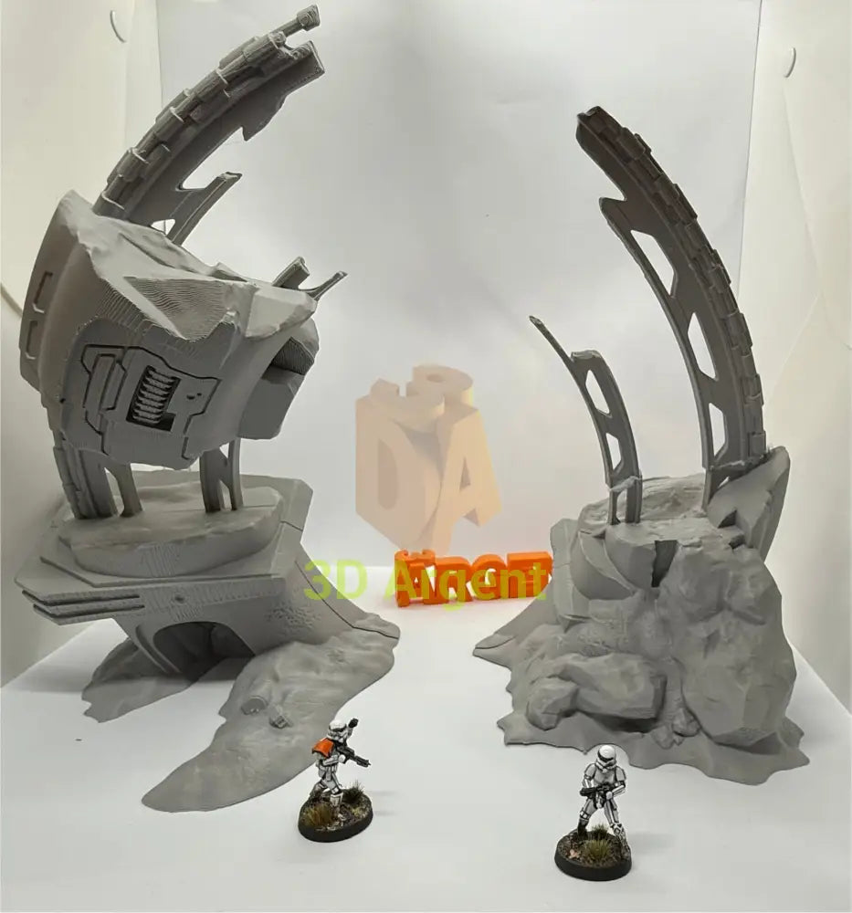 Scattered Wreckage Terrain Set – 2 sets | 28mm–32mm Sci-Fi Legion Miniature Scenery Toys & Games:Wargames &