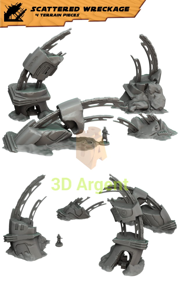 Star Wars Legion Scattered Wreckage Terrain | 3D Printed Destroyed Scenery Toys & Games:Wargames & Role-Playing:Scenery