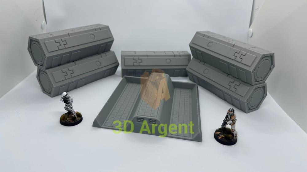 SciFi Tau Container and Stand Grimdark Tabletop Scifi Scatter Terrain 28mm Stargrave Toys & Games:Wargames &