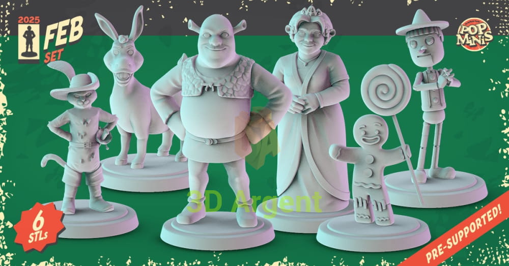 Shrek Miniatures – Shrek Donkey Fiona Puss in Boots Gingy Pinocchio 32 mm Resin Figures All Figures Toys &