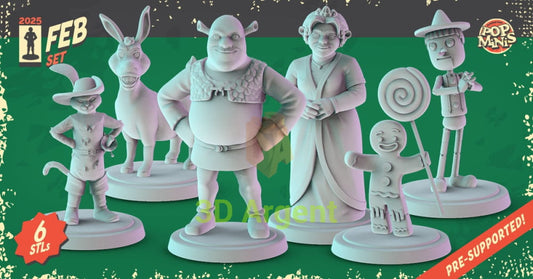 Shrek Miniatures – Shrek Donkey Fiona Puss in Boots Gingy Pinocchio 32 mm Resin Figures All Figures Toys &