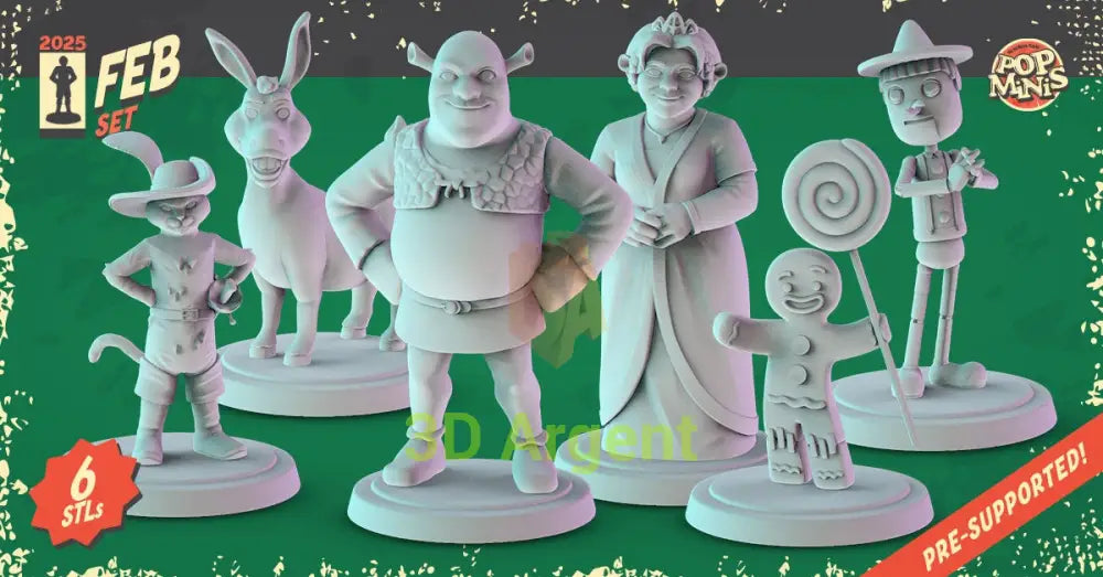 Shrek Miniatures – Shrek Donkey Fiona Puss in Boots Gingy Pinocchio 32 mm Resin Figures All Figures Toys &