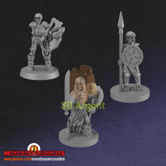 Skeleton Warriors Set 2 – D&D Pathfinder Frostgrave Fantasy Tabletop Gaming compatible 3D Printed Resin Miniatures