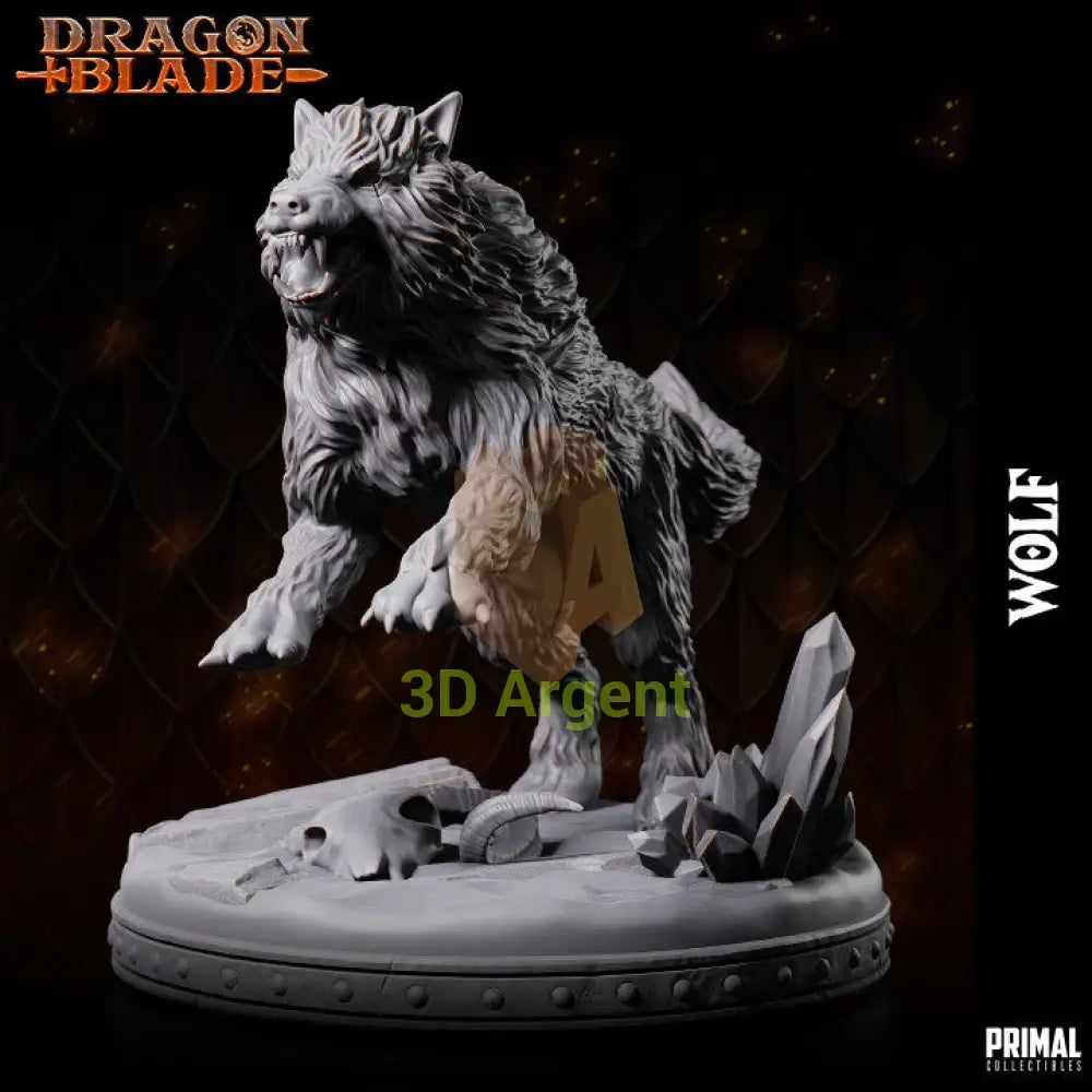 Snowdasher Wolf – Dragonblade – Primal Collectibles Resin Miniature - Toys & Games:Wargames &