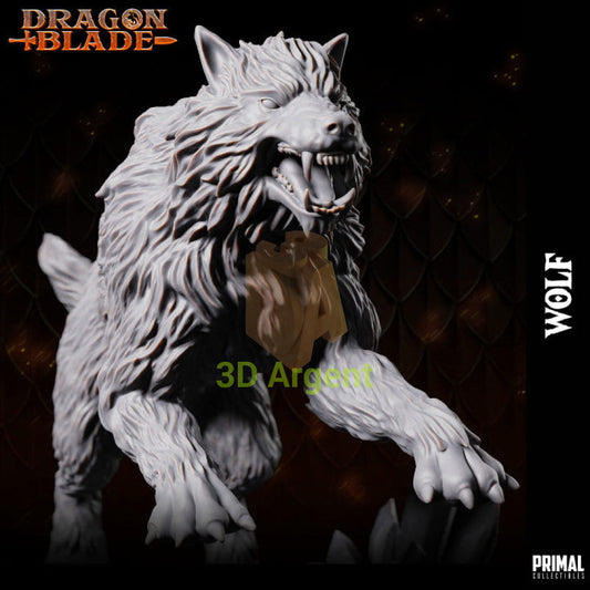 Snowdasher Wolf – Dragonblade – Primal Collectibles Resin Miniature - Toys & Games:Wargames &