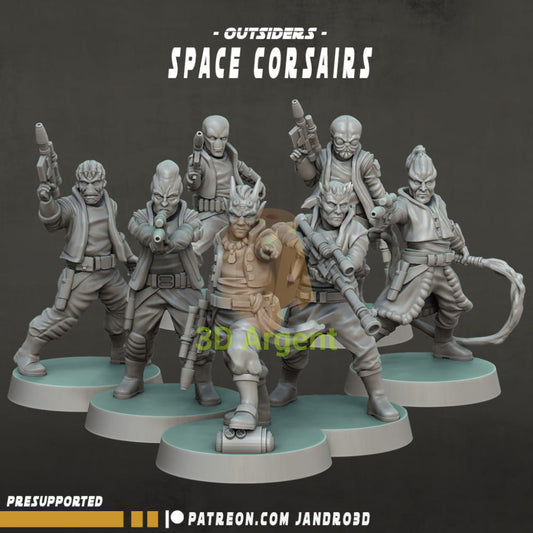 Space Pirates Corsairs 7 figures - Star Wars Legion compatible 3D Printed Resin Miniatures Toys & Games:Wargames &