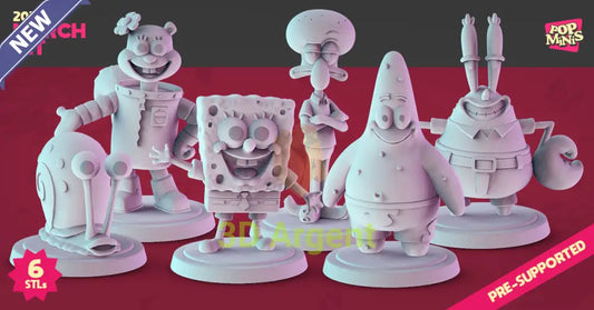 SpongeBob SquarePants Figures compatible D&D DragonLance Miniatures Pop Minis - All Figures - Toys & Games:Wargames &