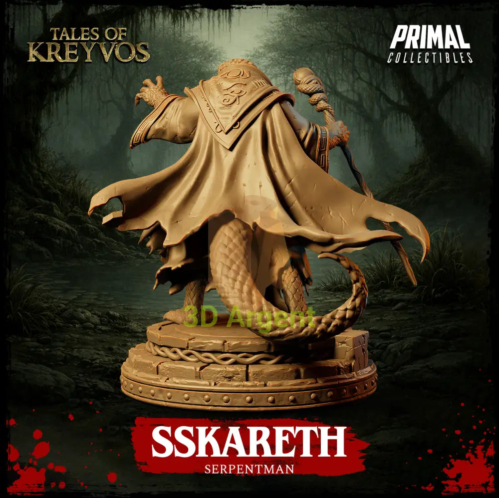 Sskareth the Serpentman - Tales of Kreyvos - D&D Miniature - Toys & Games:Wargames & Role-Playing:Role-Playing:Dungeons