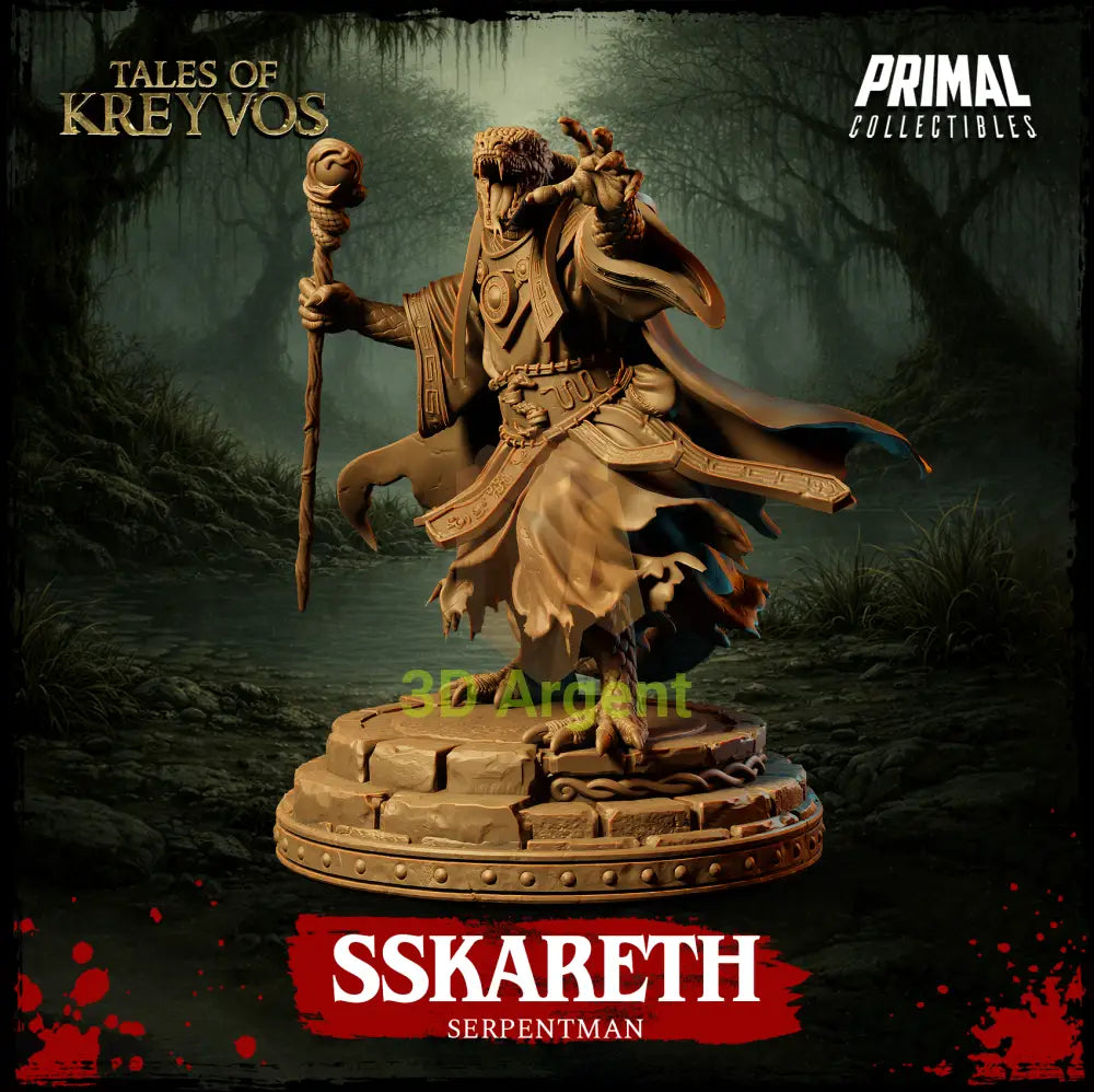Sskareth the Serpentman - Tales of Kreyvos - D&D Miniature - Toys & Games:Wargames & Role-Playing:Role-Playing:Dungeons