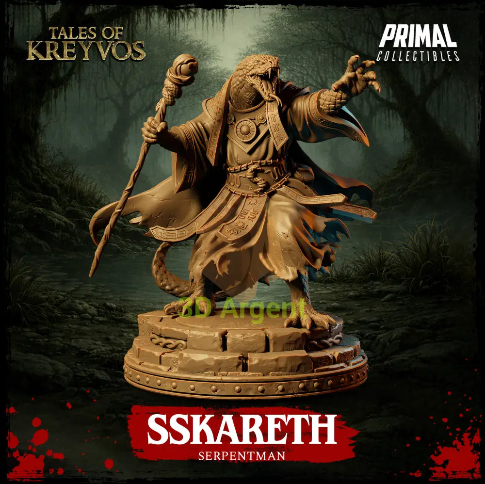 Sskareth the Serpentman - Tales of Kreyvos - D&D Miniature - Toys & Games:Wargames & Role-Playing:Role-Playing:Dungeons