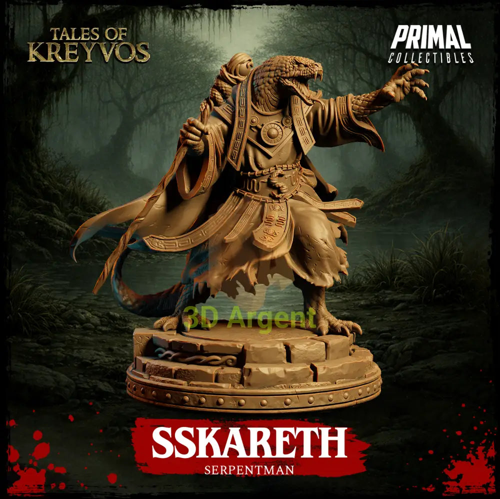 Sskareth the Serpentman - Tales of Kreyvos - D&D Miniature - Toys & Games:Wargames & Role-Playing:Role-Playing:Dungeons