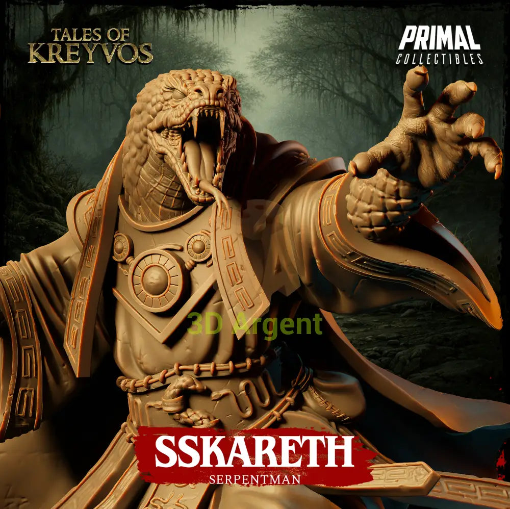 Sskareth the Serpentman - Tales of Kreyvos - D&D Miniature - Toys & Games:Wargames & Role-Playing:Role-Playing:Dungeons