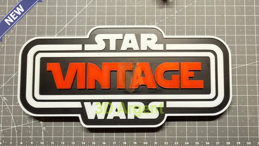 Star Wars Vintage Logo Sign Stand 3D Printed Multi Colour Retro Display Decor Video Games & Consoles:Video Game