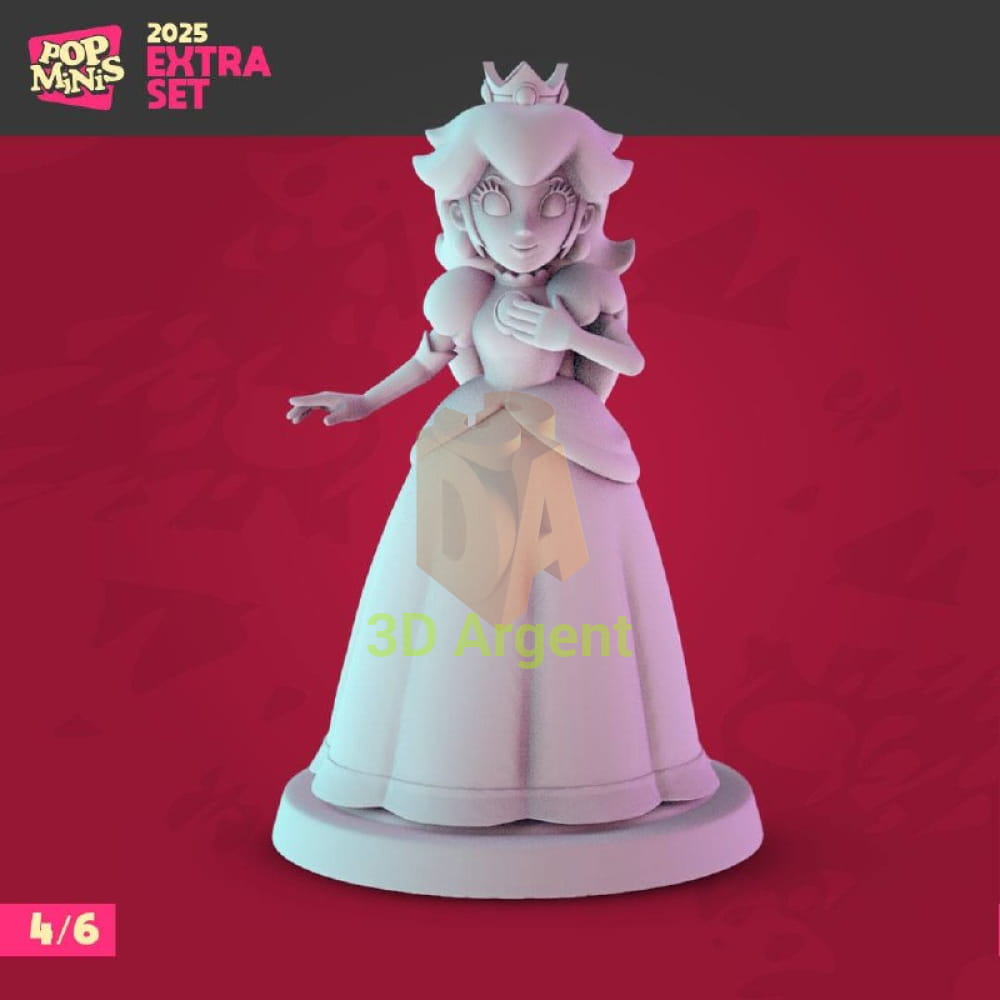 Peach unofficial fan-art resin miniature, Super Mario Pop Minis 2025 Extra Set, standing pose in gown with crown