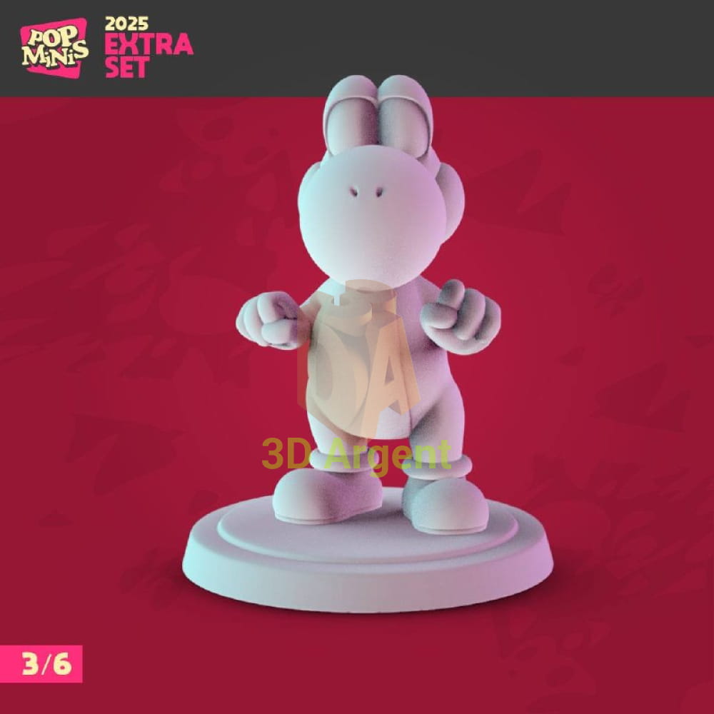 Yoshi unofficial fan-art resin miniature, Super Mario Pop Minis 2025 Extra Set, standing pose with thumbs raised