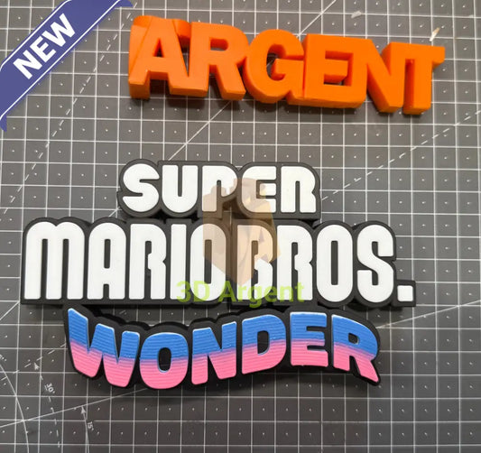 Super Mario Wonder Logo Sign – 3D Printed Multi-Colour Display Stand Collectables:Science Fiction Collectables:Other