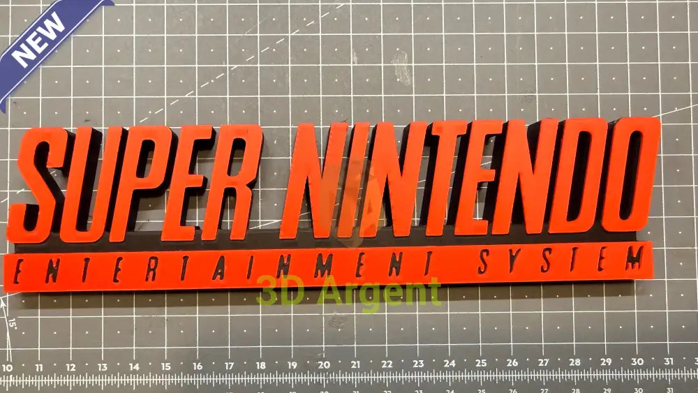 Super Nintendo Logo Sign Stand 3D Printed Multi Colour Retro Gaming Display Decor Video Games & Consoles:Video Game