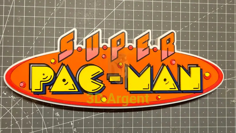 Super Pac-Man Logo Sign Stand 3D Printed Multi Colour Retro Arcade Display Decor Video Games & Consoles:Video Game