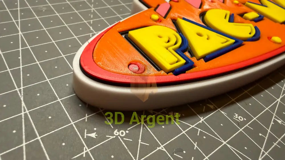 Super Pac-Man Logo Sign Stand 3D Printed Multi Colour Retro Arcade Display Decor Video Games & Consoles:Video Game
