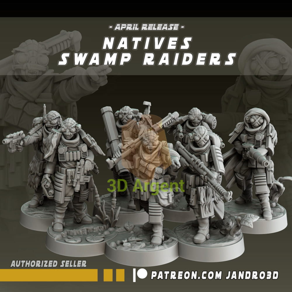 Swamp Raiders and Riders Star Wars Legion compatible 3D Printed Resin Miniatures Swamp Raiders x7 Toys & Games:Wargames