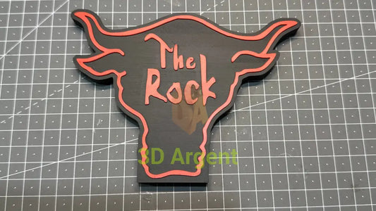 The Rock Bull Logo WWE - 3D Printed Sign Stand Collectables:Science Fiction Collectables:Other Science Fiction Items