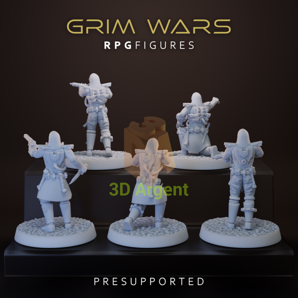 Vowed Sentinels 5x rear view - Star Wars Legion Scale 3D Printed Resin Miniatures