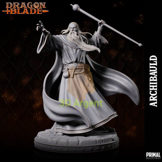 White Wizard Archbauld Fantasy compatible D&D DragonLance Miniature 32mm 75mm 32mm Toys & Games:Wargames &